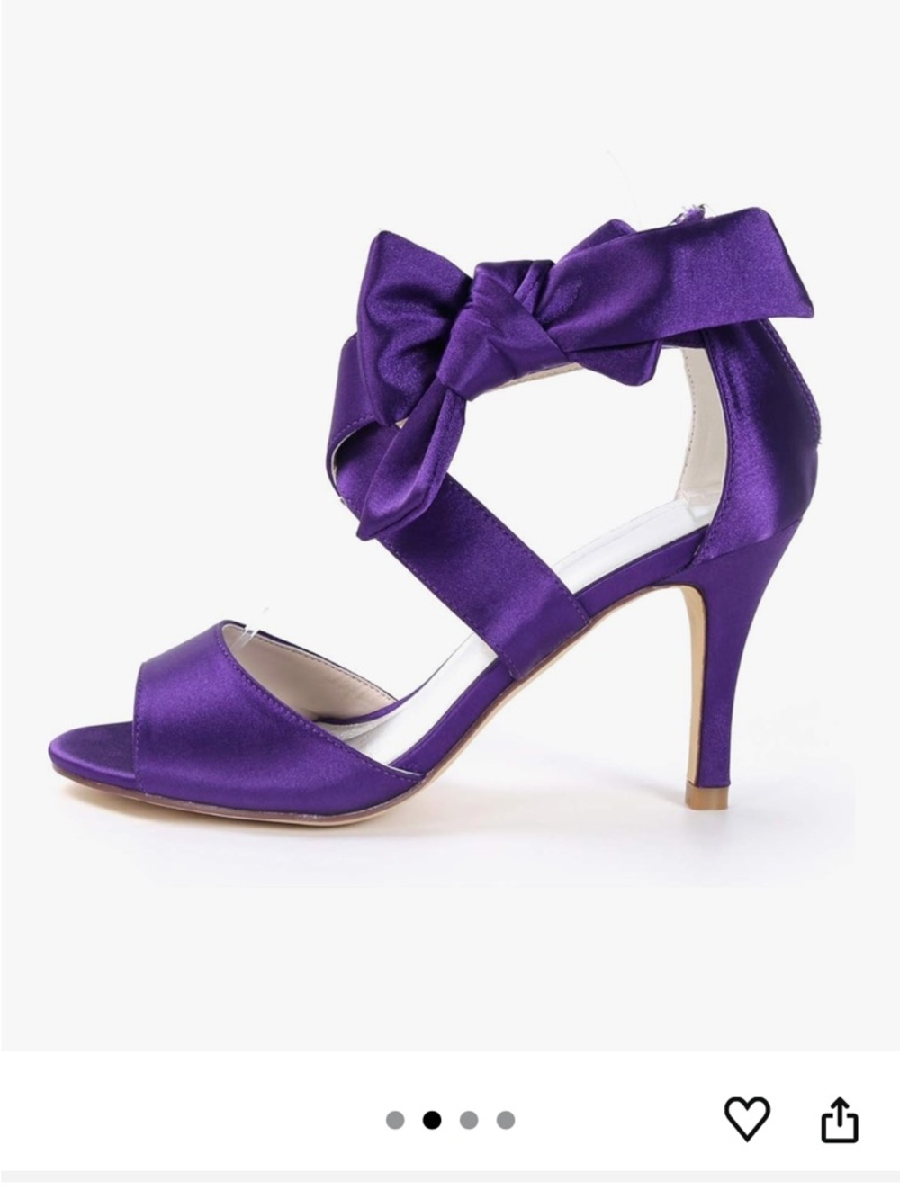 Purple Satin Open-Toe Heels with Bow Accent - Size 38 (US 8)